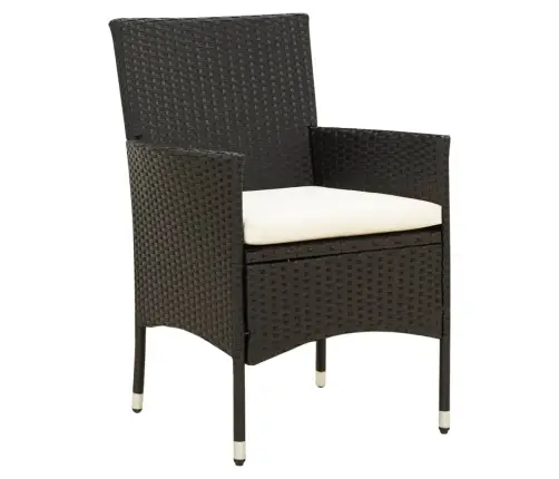 9-Daļīgs Dārza Mēbeļu Komplekts, Matrači, Melns, Pe Rotangpalma Vidaxl