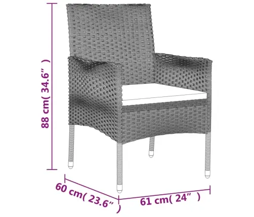 9-Daļīgs Dārza Mēbeļu Komplekts, Matrači, Melns, Pe Rotangpalma Vidaxl