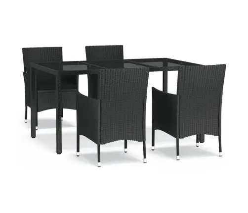 Sodo Komplektas Su Pagalvėlėmis, 5 Dalių, Juodas, Poliratanas