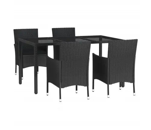 Sodo Komplektas Su Pagalvėlėmis, 5 Dalių, Juodas, Poliratanas