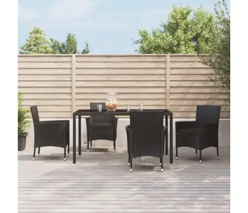 Sodo Komplektas Su Pagalvėlėmis, 5 Dalių, Juodas, Poliratanas