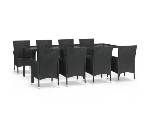 Sodo Komplektas Su Pagalvėlėmis, 9 Dalių, Juodas, Poliratanas