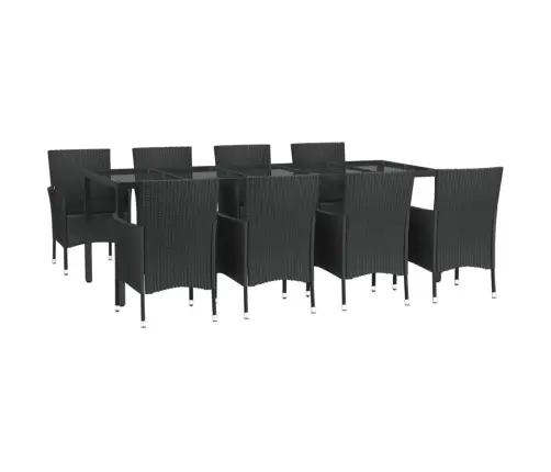 Sodo Komplektas Su Pagalvėlėmis, 9 Dalių, Juodas, Poliratanas