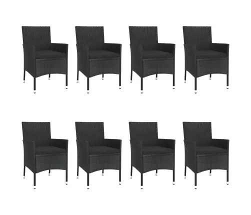 Sodo Komplektas Su Pagalvėlėmis, 9 Dalių, Juodas, Poliratanas