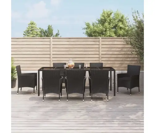 Sodo Komplektas Su Pagalvėlėmis, 9 Dalių, Juodas, Poliratanas