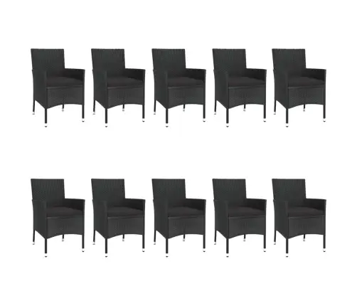 Sodo Komplektas Su Pagalvėlėmis, 11 Dalių, Juodas, Poliratanas