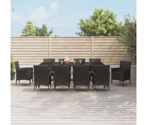 Sodo Komplektas Su Pagalvėlėmis, 11 Dalių, Juodas, Poliratanas