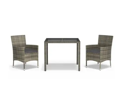 3-Daļīgs Dārza Mēbeļu Komplekts, Matrači, Pelēka Pe Rotangpalma Vidaxl