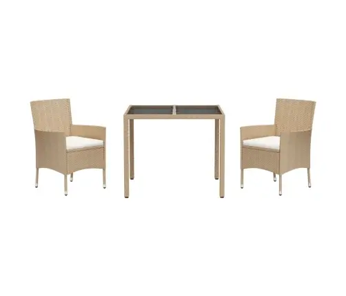 3-Osaline Aiamööbli Komplekt Patjadega, Beež, Polürotang