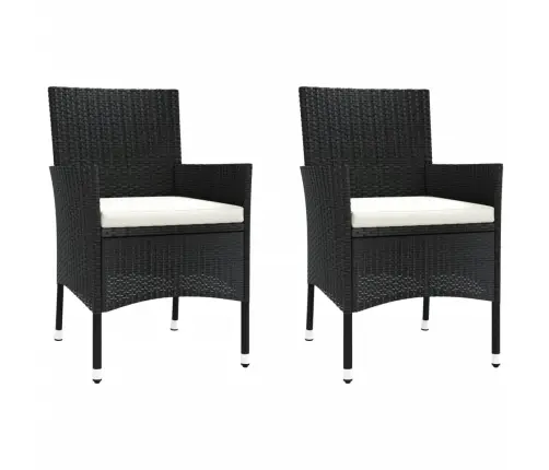 3-Daļīgs Bistro Mēbeļu Komplekts, Matrači, Melna Pe Rotangpalma Vidaxl