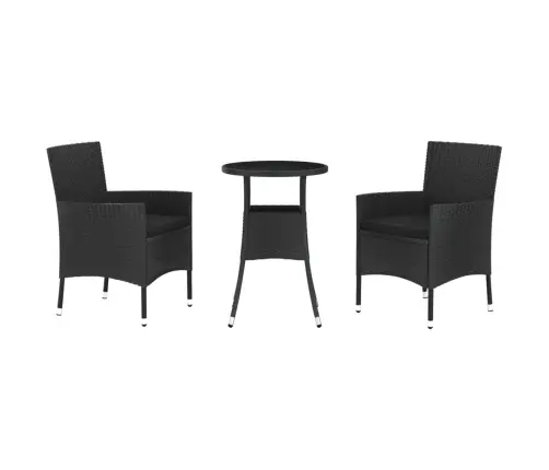 3-Osaline Aia Bistrookomplekt Patjadega, Must, Polürotang