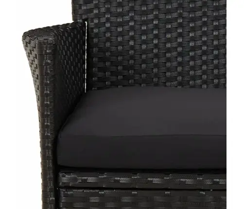 Sodo Bistro Komplektas Su Pagalvėmis, 5 Dalių, Juodas, Ratanas