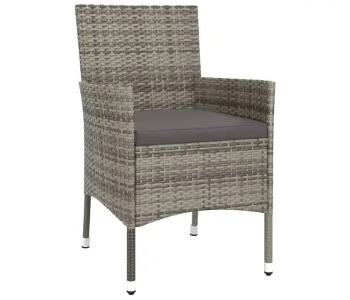 Bistro Komplektas Su Pagalvėlėmis, 3 Dalių, Pilkas, Poliratanas