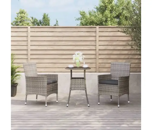 Bistro Komplektas Su Pagalvėlėmis, 3 Dalių, Pilkas, Poliratanas