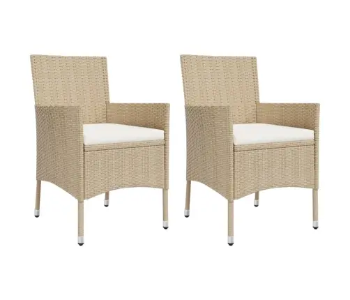 3-Daļīgs Bistro Mēbeļu Komplekts, Matrači, Bēša Pe Rotangpalma Vidaxl