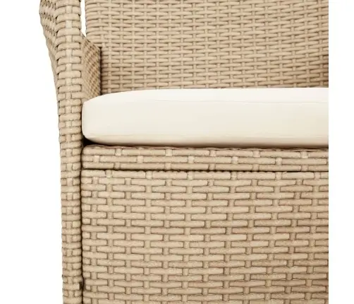 3-Daļīgs Bistro Mēbeļu Komplekts, Matrači, Bēša Pe Rotangpalma Vidaxl