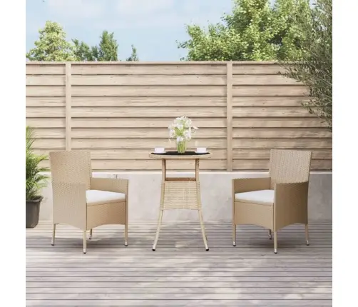 3-Daļīgs Bistro Mēbeļu Komplekts, Matrači, Bēša Pe Rotangpalma Vidaxl