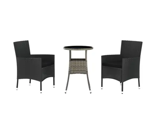 3-Osaline Aia Bistrookomplekt Patjadega, Must, Polürotang