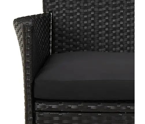 3-Osaline Aia Bistrookomplekt Patjadega, Must, Polürotang