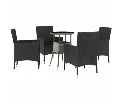 5-Daļīgs Bistro Mēbeļu Komplekts, Matrači, Melna Pe Rotangpalma Vidaxl