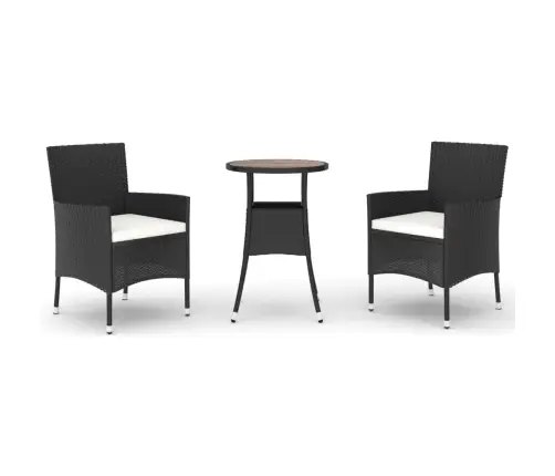 3-Osaline Aia Bistrookomplekt Patjadega, Must, Polürotang