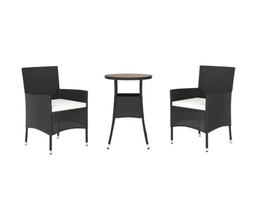 3-Osaline Aia Bistrookomplekt Patjadega, Must, Polürotang