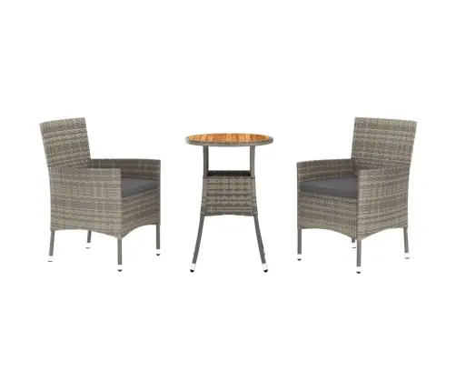 3-Daļīgs Bistro Mēbeļu Komplekts, Matrači, Pelēks Pe Vidaxl