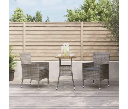 3-Daļīgs Bistro Mēbeļu Komplekts, Matrači, Pelēks Pe Vidaxl