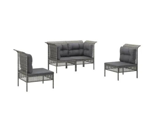 4-Daļīgs Dārza Atpūtas Mēbeļu Komplekts, Pelēka Pe Rotangpalma Vidaxl