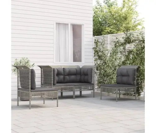 4-Daļīgs Dārza Atpūtas Mēbeļu Komplekts, Pelēka Pe Rotangpalma Vidaxl