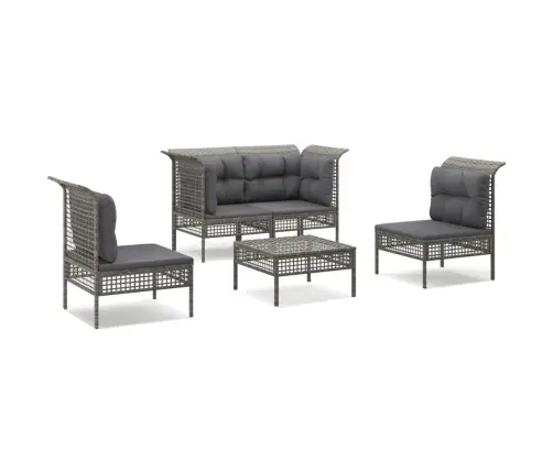 5-Osaline Aiamööbli Komplekt Patjadega, Hall, Polürotang