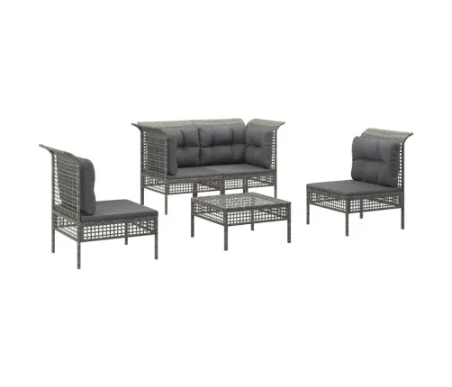 5-Osaline Aiamööbli Komplekt Patjadega, Hall, Polürotang