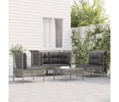 5-Osaline Aiamööbli Komplekt Patjadega, Hall, Polürotang