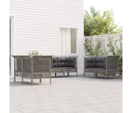 6-Daļīgs Dārza Atpūtas Mēbeļu Komplekts, Pelēka Pe Rotangpalma Vidaxl