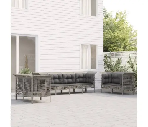 Sodo Komplektas Su Pagalvėlėmis, 8 Dalių, Pilkas, Poliratanas