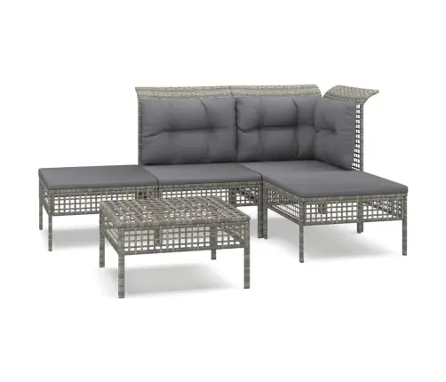 5-Daļīgs Dārza Atpūtas Mēbeļu Komplekts Ar Matračiem, Pelēks Pe Vidaxl