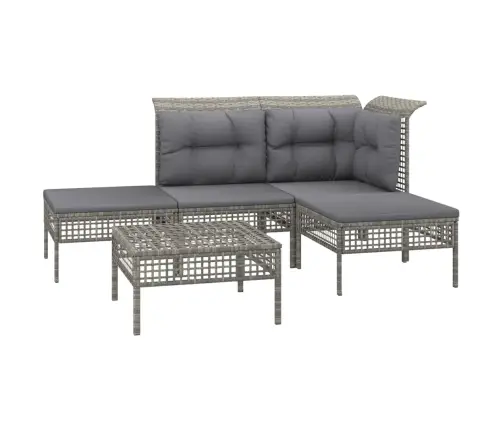 5-Daļīgs Dārza Atpūtas Mēbeļu Komplekts Ar Matračiem, Pelēks Pe Vidaxl