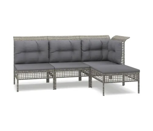 4-Daļīgs Dārza Atpūtas Mēbeļu Komplekts, Pelēka Pe Rotangpalma Vidaxl