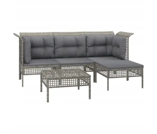 5-Daļīgs Dārza Atpūtas Mēbeļu Komplekts Ar Matračiem, Pelēks Pe Vidaxl