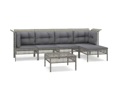 6-Daļīgs Dārza Atpūtas Mēbeļu Komplekts, Pelēka Pe Rotangpalma Vidaxl