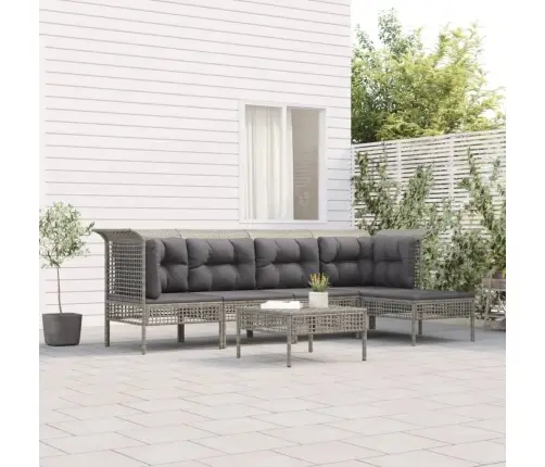 6-Daļīgs Dārza Atpūtas Mēbeļu Komplekts, Pelēka Pe Rotangpalma Vidaxl