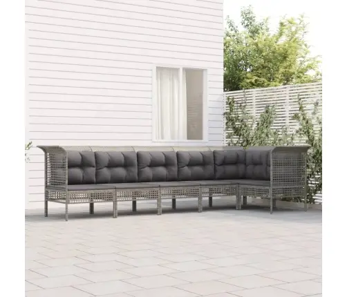 Sodo Komplektas Su Pagalvėlėmis, 6 Dalių, Pilkas, Poliratanas