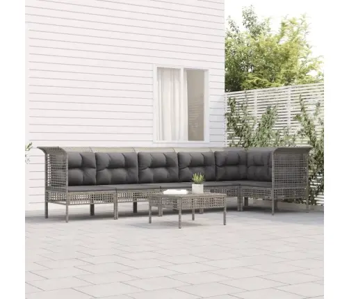 7-Daļīgs Dārza Mēbeļu Komplekts Ar Matračiem, Pe Rotangpalma Vidaxl