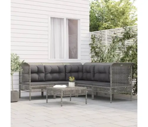 6-Daļīgs Dārza Atpūtas Mēbeļu Komplekts, Pelēka Pe Rotangpalma Vidaxl