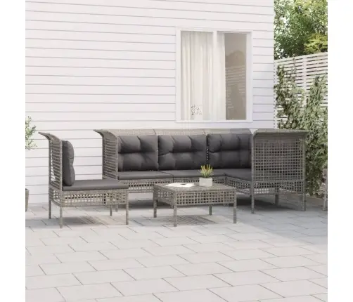 6-Daļīgs Dārza Atpūtas Mēbeļu Komplekts, Pelēka Pe Rotangpalma Vidaxl