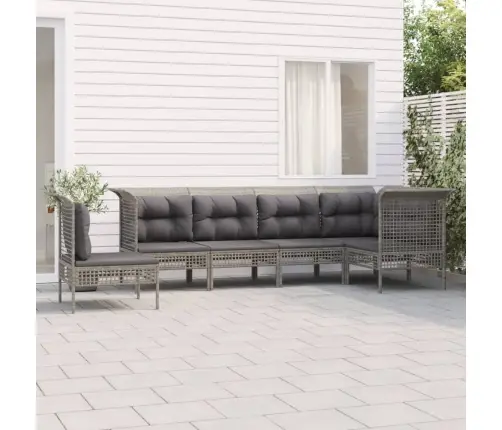 Sodo Komplektas Su Pagalvėlėmis, 6 Dalių, Pilkas, Poliratanas