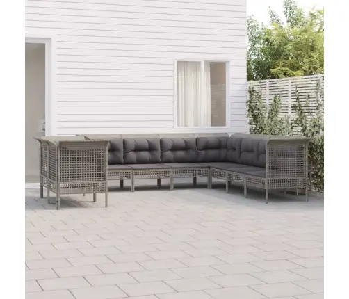 9-Daļīgs Dārza Mēbeļu Komplekts Ar Matračiem, Pe Rotangpalma Vidaxl