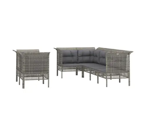 7-Daļīgs Dārza Mēbeļu Komplekts Ar Matračiem, Pe Rotangpalma Vidaxl