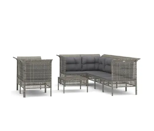 8-Daļīgs Dārza Atpūtas Mēbeļu Komplekts Ar Matračiem, Pelēks Pe Vidaxl