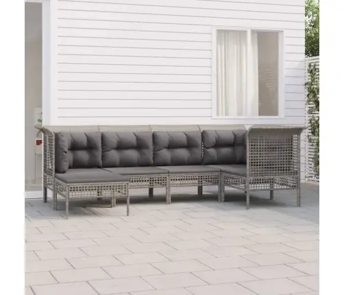 6-Osaline Aiamööbli Komplekt Patjadega, Hall, Polürotang